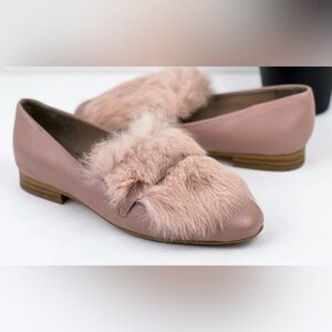 Donald J. Pliner Pink Fur-Trimmed Loafers